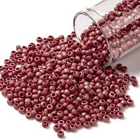 TOHO Round Seed Beads, Japanese Seed Beads, (405F) Opaque ABFrost Cherry, 8/0, 3mm, Hole: 1mm, about 222pcs/10g