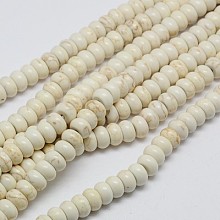 Arricraft 1 Strand Synthetic Turquoise Rondelle Beads Strands, Dyed, Creamy White, 6x4mm, Hole: 1mm, about 95pcs/strand, 15 inches