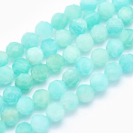 Arricraft Natural Amazonite Beads Strands, Round, Faceted, 4mm, Hole: 0.5mm, about 93pcs/strand, 15.5 inches(39.5cm)