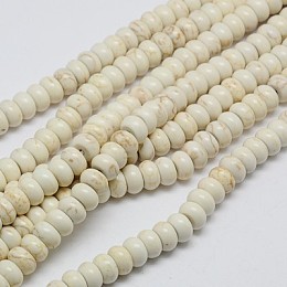 Arricraft 1 Strand Synthetic Turquoise Rondelle Beads Strands, Dyed, Creamy White, 6x4mm, Hole: 1mm, about 95pcs/strand, 15 inches