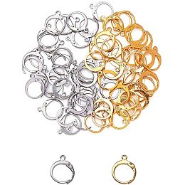 Unicraftale 304 Stainless Steel Leverback Earring Findings, with Loop, Bead Container, Golden & Stainless Steel Color, 6.8x5.2x1.1cm, 60pcs/box