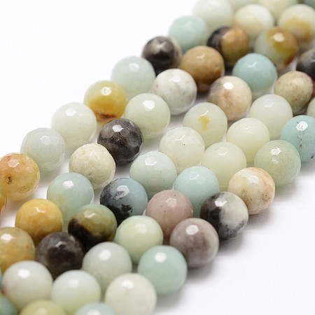 Arricraft Natural Amazonite Beads Strands, Faceted, Round, 6mm, Hole: 1mm, about 61pcs/strand, 14.9 inches~15.1 inches