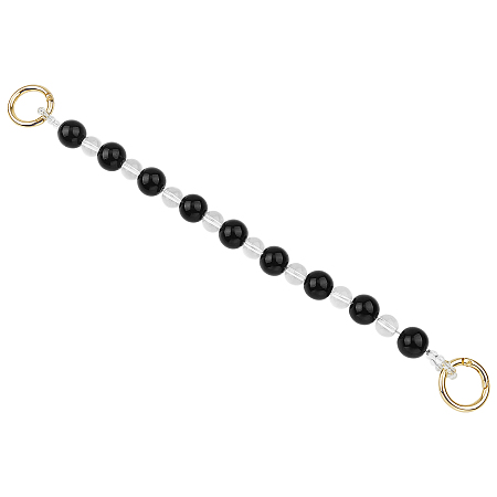K9 Glass Bag Handles, with  Zinc Alloy Spring Gate Rings, for Bag Straps Replacement Accessories, Golden, 305mm; Beads: 4mm, 12mm and 16mm; Clasp: 27x3.5mm, 19.5mm Inner Diameter; 1pc/box
