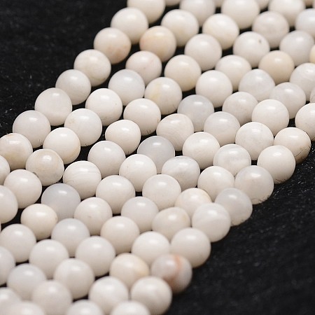 Arricraft Natural Crazy Agate Bead Strands, Round, White, 4mm, Hole: 1mm, about 96pcs/strand, 14.9 inches~15.1 inches