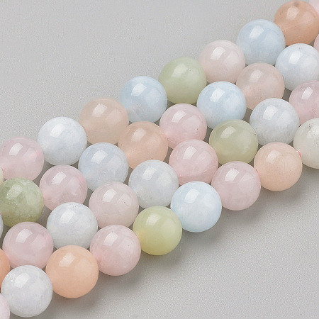 ARRICRAFT Natural Morganite Beads Strands, Round, 8x7.5mm, Hole: 1mm, about 46~49pcs/strand, 15.5 inches