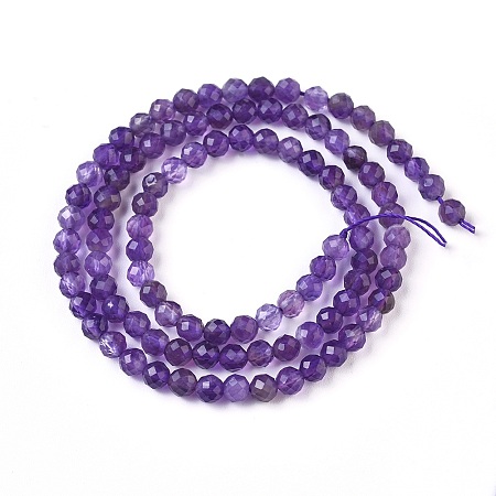 Arricraft Natural Amethyst Beads Strands, Faceted, Round, 3.5~4mm, Hole: 0.9mm, about 100~101pcs/strand, 15.1 inches~15.3 inches(38.5~39cm)