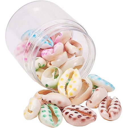 Arricraft Printed Cowrie Shell Beads, 30pcs Spiral Beads Sea Shells Ocean Summer Cowrie Sea Shells Cowrie Shells Charms Beads for DIY Craft Jewelry Making