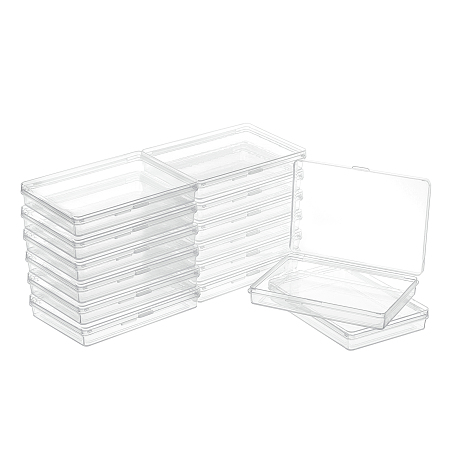 Polypropylene(PP) Plastic Boxes, Bead Storage Containers, with Hinged Lid, Rectangle, White, 9.2x6.4x1.4cm, Inner Size: 8.7x5.8cm; 24pcs/box