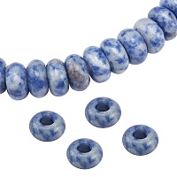 SUNNYCLUE Natural Blue Spot Jasper European Large Hole Beads, Rondelle, 13~14x7~8mm, Hole: 5mm, 15pcs/box