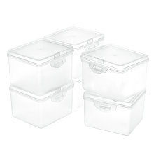 BENECREAT Polypropylene(PP) Plastic Boxes, Bead Storage Containers, with Hinged Lid, Rectangle, White, 9.2x10.15x7.15cm, Inner Size: 9.5x8.4cm; 6pcs/box