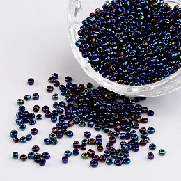 Honeyhandy 12/0 Iris Round Glass Seed Beads, Prussian Blue, 2mm, Hole: 1mm, about 3304pcs/50g