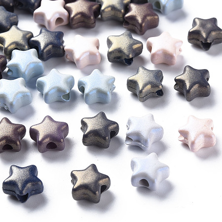 Arricraft Spray Painted Acrylic Beads, Star, Mixed Color, 9x9.5x5.5mm, Hole: 2.5mm, about 2050pcs/500g