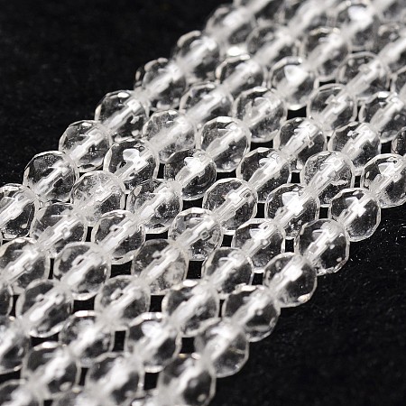 Arricraft Natural Crystal Beads Strands, Faceted, Round, 4mm, Hole: 1mm, about 96pcs/strand, 14.9 inches~15.1 inches