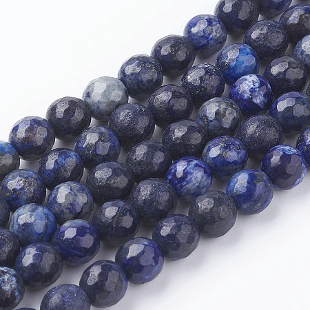 Arricraft Natural Lapis Lazuli Beads Strands, Faceted Round, Midnight Blue, 8mm, Hole: 1mm, about 49pcs/strand, 15.7 inches