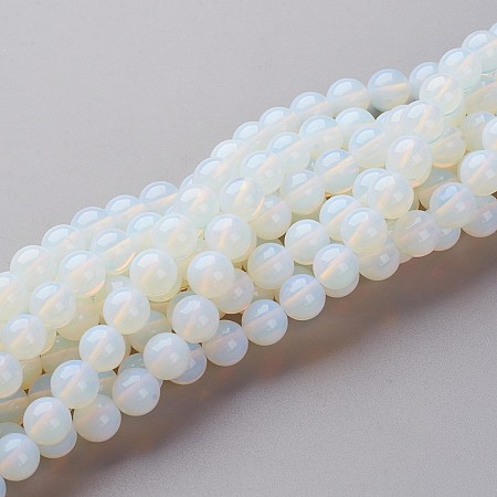 Arricraft 16 inches long Opalite Loose Beads, Opal Round Beads Strands, White, 8mm, Hole: 1mm, about 49pcs/strand, 15 inches
