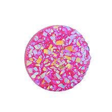 Honeyhandy Resin Cabochons, Imitation Druzy Agate, Flat Round, AB Color Plated, Magenta, 12x3mm