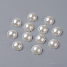 Honeyhandy Half Round Domed Imitated Pearl Acrylic Cabochons, Creamy White, 16x8mm