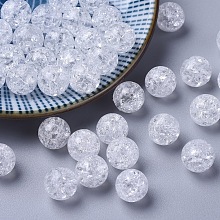 Honeyhandy Acrylic Beads, Crackle, Round, White, 10mm, Hole: 2mm, about 909pcs/500g