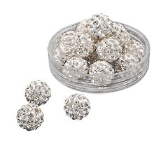 ARRICRAFT 100 Pcs 10mm Crystal Pave Disco Ball Clay Beads, Polymer Clay Rhinestone Beads Round Charms Jewelry Makings