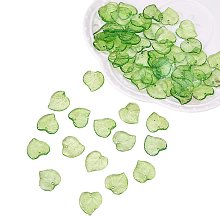 ARRICRAFT 100Pcs Frosted Style Leaf Shape Acrylic Pendants Size 15x15x2mm Green