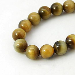 Honeyhandy Natural Tiger Eye Beads Strands, Dyed, Round, Dark Goldenrod, 8mm, Hole: 1mm