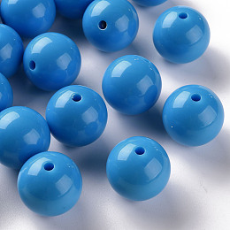 Honeyhandy Opaque Acrylic Beads, Round, Deep Sky Blue, 20x19mm, Hole: 3mm, about 111pcs/500g