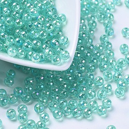 Honeyhandy Eco-Friendly Transparent Acrylic Beads, Round, AB Color, Medium Turquoise, 6mm, Hole: 1.5mm, about 4000pcs/500g