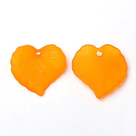 ARRICRAFT 1650Pcs Transparent Frosted Style Maple Leaf Acrylic Charms Pendants Size 16x15x2mm Orange