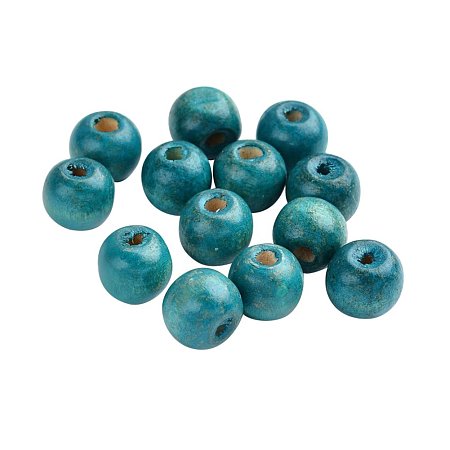 NBEADS Round Wood Dyed Beads for Jewelry Making 1800pcs 1000g(Sky Blue)