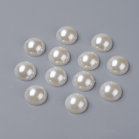 Honeyhandy DIY Scrapbooking Imitated Pearl Acrylic Dome Cabochons, Half Round, Creamy White, Size: about 16mm in diameter, 8mm thick