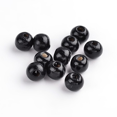 Honeyhandy Natural Wood Beads, Rondelle, Lead Free, Dyed, Black, Beads: 8mm in diameter, hole:3mm