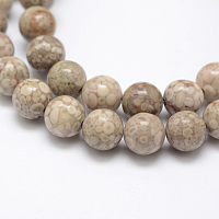Arricraft Natural Chrysanthemum Stone Beads Strands, Round, 8mm, Hole: 1mm, about 48pcs/strand, 15.3 inches(39cm)