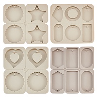 DIY Silicone Pendant Molds Sets, Resin Casting Molds, for UV Resin, Epoxy Resin Pendant Jewelry Making, Gray, 4pcs/set