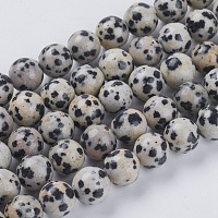 Arricraft Natural Dalmation Jasper Beads Strands, Round, 8mm, Hole: 1mm, about 24pcs/strand, 7.6 inches