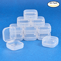 BENECREAT 24 PACK Square Mini Clear Plastic Bead Storage Containers Box Case with lid for Items, Earplugs, Pills, Tiny  Findings - 1.38x1.38x0.7 Inches