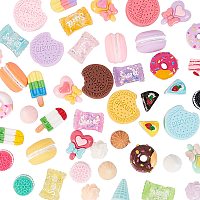 NBEADS 200g Resin Cabochons, Food Theme Cabochons, Mixed Shape Food Chocolate Candy Resin Cabochons Cute Slime Beads for Jewelry Making Phone Decorations
