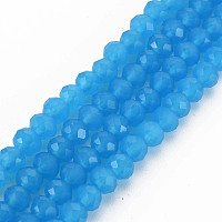 ARRICRAFT Glass Beads Strands, Imitation Jade, Faceted, Rondelle, Deep Sky Blue, 6x5mm, Hole: 1mm, about 85~88pcs/strand, 16.1~16.5 inch(41~42cm)