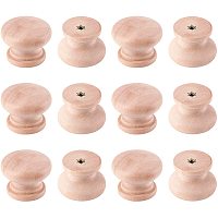 OLYCRAFT 12PCS Unpainted Wooden Drawer Knob 1 Inch Tall Natural Wood Knobs, Marshroom Wood Finials for Cabinet Furniture Drawer Knobs Pulls Handles