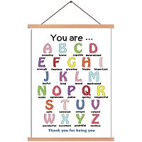 Arricraft Poster Hanger English Alphabet Magnetic Wooden Poster Child Education Hangers Poster with Hanger Canvas Wall Art for Walls Pictures Prints Maps Scrolls 17.3x11in