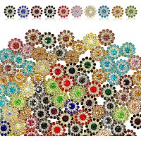 GORGECRAFT 14mm 100pcs Flower Shape Claw Cup Sew on Rhinestone Button Crystal Glass Beads Buttons Embellishments Flat Back Multicolor Glass Beads Buttons for DIY Clothes Jewelry Making
