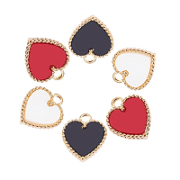 ARRICRAFT Golden Plated Alloy Charms, with Double Side Acrylic, Heart, Mixed Color, 30pcs/set