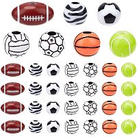 PandaHall Elite 140pcs Acrylic Ball Beads 7 Styles Assorted Sports Beads Basketball Volleyball Rugby Beads Round Ball Spacer Beads for DIY Necklace Friendship Bracelet Jewelry Making, 10~18mm