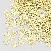 Honeyhandy Brass Cabochons, Nail Art Decoration Accessories, Wheel Gear, Golden, 4x0.1mm, Hole: 0.5mm, about 576pcs/5g