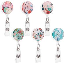 CHGCRAFT 6 Colors 28inch Retractable Floral Pattern Badge Holder with Alligator Clip Lovely Nursing Badge Reels Retractable ID Name Card Badge Clip for Office Student Doctor Nurse