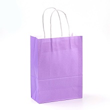 Honeyhandy Pure Color Kraft Paper Bags, Gift Bags, Shopping Bags, with Paper Twine Handles, Rectangle, Medium Purple, 15x11x6cm