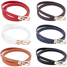 PandaHall Elite 6pcs Women Skinny Belt 42.6" Solid Pin Buckle Leather Belt 10mm Slim Adjustable Waistband with Golden Buckle Waist Skinny Dress Belts Vintage Waist Belts for Women Ladies Jeans Dresses