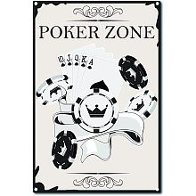 CREATCABIN Poker Zone Tin Sign Vintage Metal Wall Decor Decoration Art Mural Hanging Iron Painting for Home Garden Bar Pub Kitchen Living Room Office Garage Poster Plaque 12 x 8inch