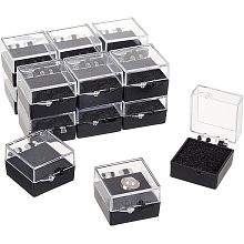 OLYCRAFT 16Pcs Clear Plastic Gift Box For Pin 1.1x1.1x0.4 Inch Black Presentation Boxes for Badge Clear Lapel Pin Presentation Display Case for Lapel Pin Gemstone Storage Display