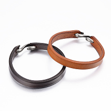 Honeyhandy Cowhide Leather Bracelets, with Alloy S-Hook Clasps, Antique Silver, Mixed Color, 7-7/8 inch(200mm), 10mm