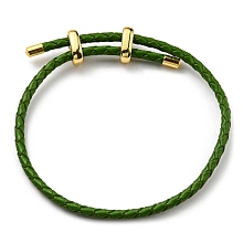 Honeyhandy Leather Braided Cord Bracelets, Adjustable Bracelet, Green, Inner Diameter: 5/8~2-7/8 inch(1.5~7.3cm)